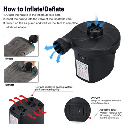 Portable Electric Air Pump – 12V/220V for Car, Home & Inflatab